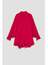 Moodo Rdeča srajca z nabranimi rokavi Moodo