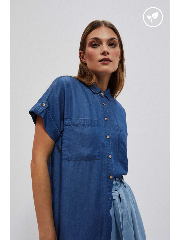 Moodo Temno modra liocellna srajca Moodo