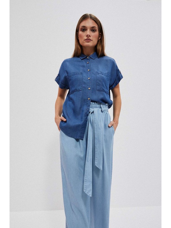 Moodo Temno modra liocellna srajca Moodo