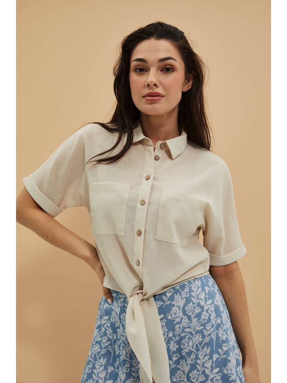 Moodo Bluza z vezavo in peščeno žepom Moodo