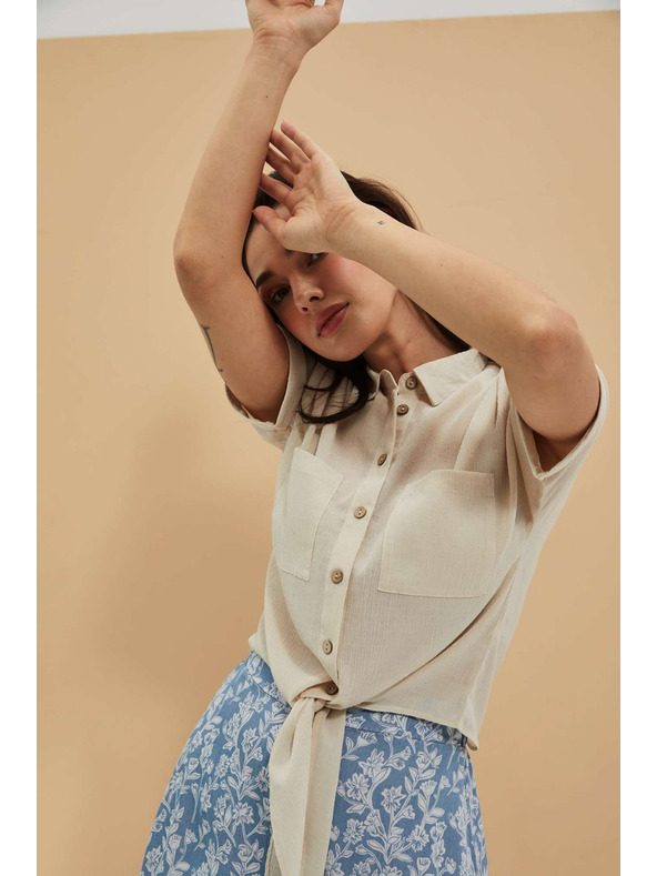 Moodo Bluza z vezavo in peščeno žepom Moodo