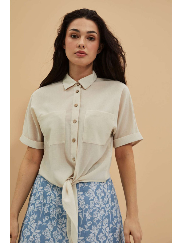 Moodo Bluza z vezavo in peščeno žepom Moodo