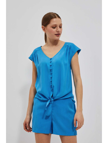 Moodo Azurna srajčna majica z zavezovanjem Moodo