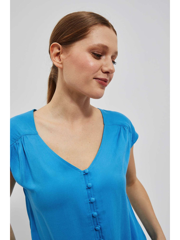 Moodo Azurna srajčna majica z zavezovanjem Moodo