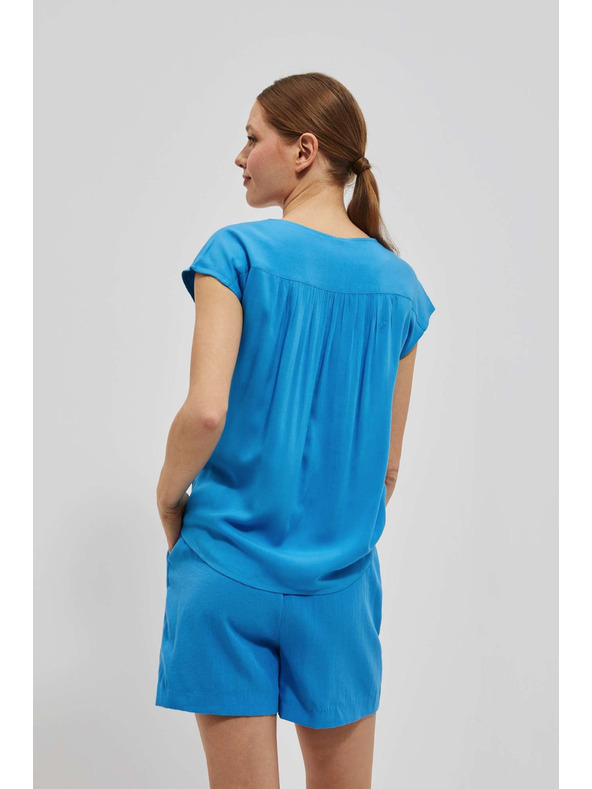 Moodo Azurna srajčna majica z zavezovanjem Moodo