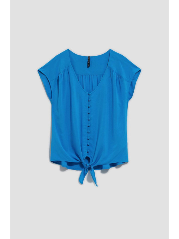 Moodo Azurna srajčna majica z zavezovanjem Moodo