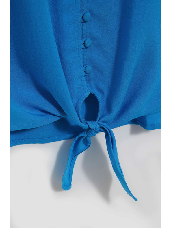 Moodo Azurna srajčna majica z zavezovanjem Moodo