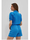 Moodo Azurna srajca z nabranimi rokavi Moodo