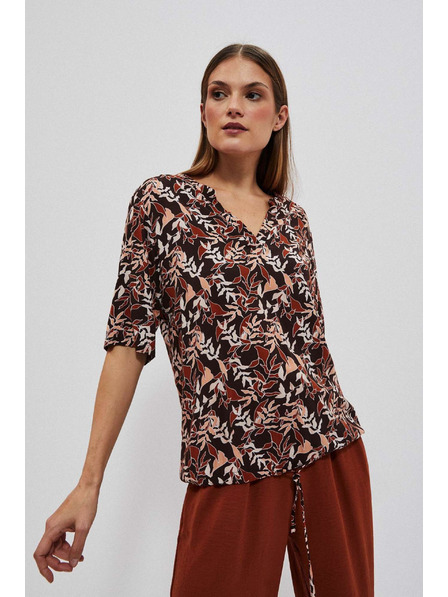 Moodo Temno rjava bluza z vezavo Moodo