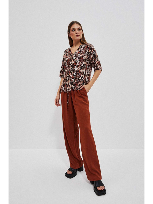 Moodo Temno rjava bluza z vezavo Moodo