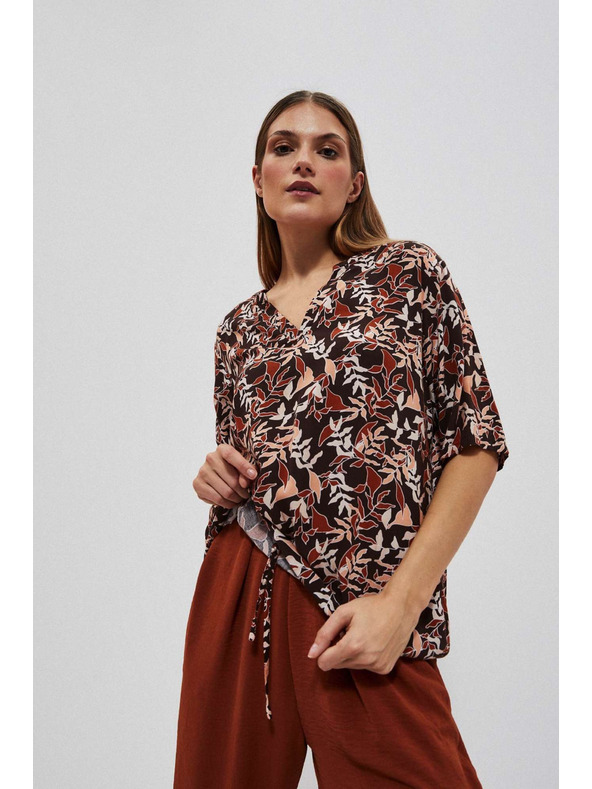 Moodo Temno rjava bluza z vezavo Moodo