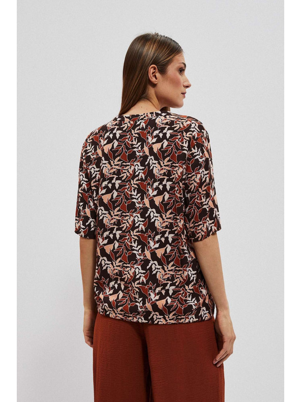 Moodo Temno rjava bluza z vezavo Moodo