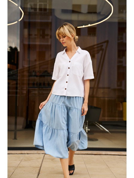 Moodo Viskozno-lanena srajca bela Moodo