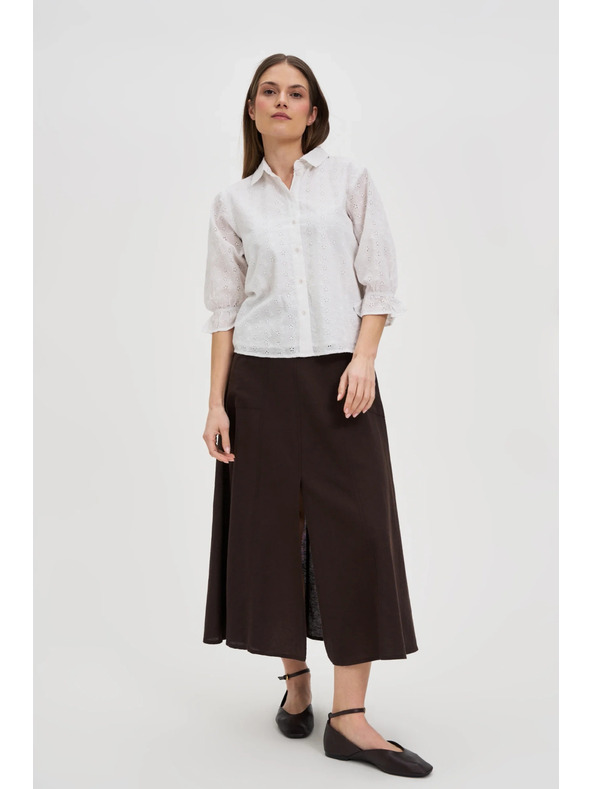 Moodo Bombažna bluza z napihnjnimi rokavi bela Moodo