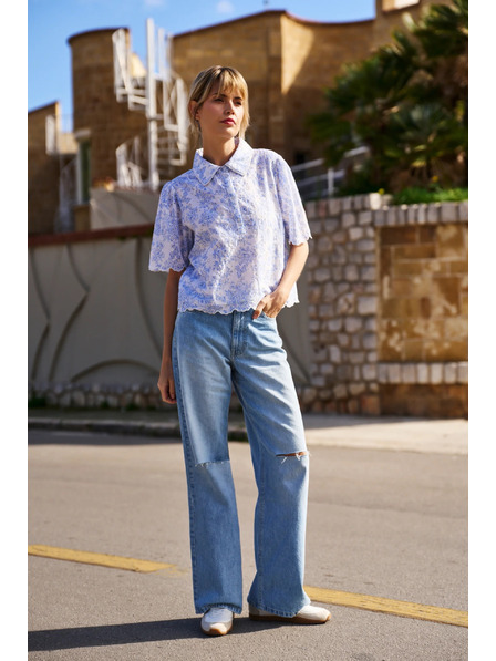 Moodo Bombažna bluza bela Moodo