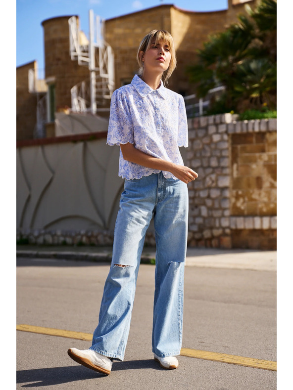 Moodo Bombažna bluza bela Moodo