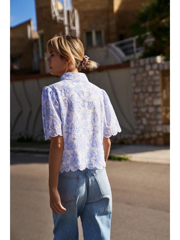 Moodo Bombažna bluza bela Moodo