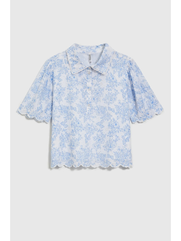 Moodo Bombažna bluza bela Moodo