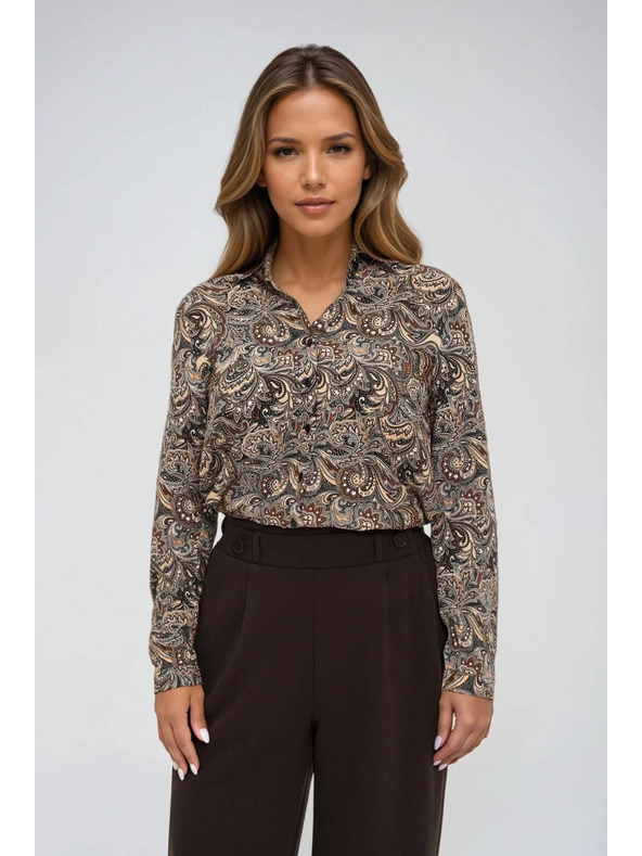 Moodo Vzorčasta srajca rjava Moodo