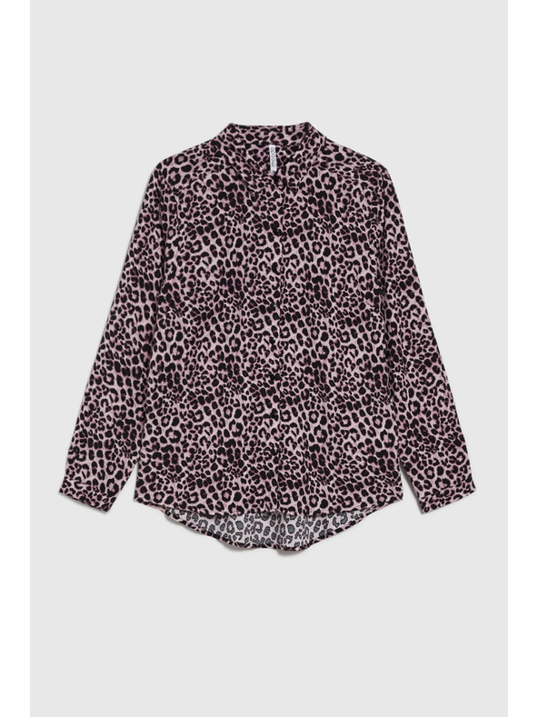 Moodo Viskozna srajca z leopardjim vzorcem rožnata Moodo