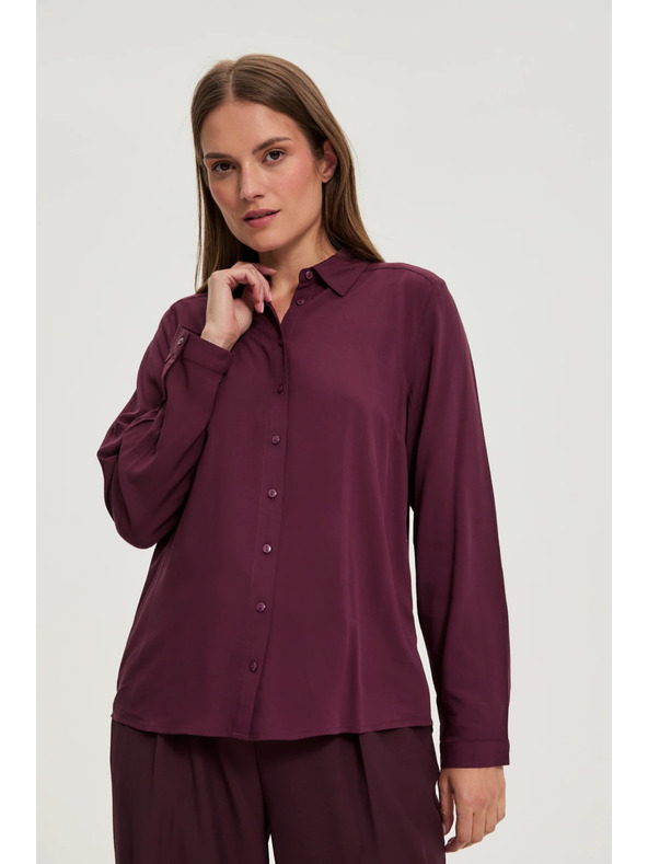 Moodo Viskozna srajca vinsko rdeča Moodo