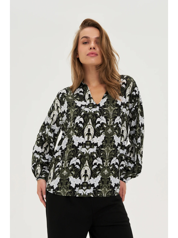 Moodo Temno olivna viskozna srajca Moodo