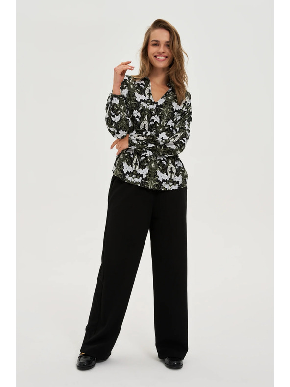 Moodo Temno olivna viskozna srajca Moodo