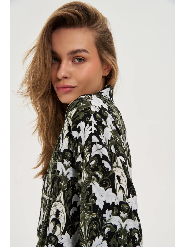 Moodo Temno olivna viskozna srajca Moodo