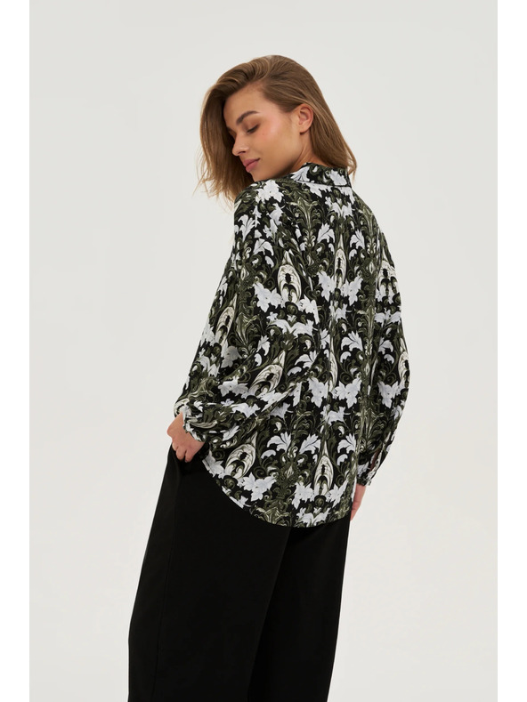 Moodo Temno olivna viskozna srajca Moodo