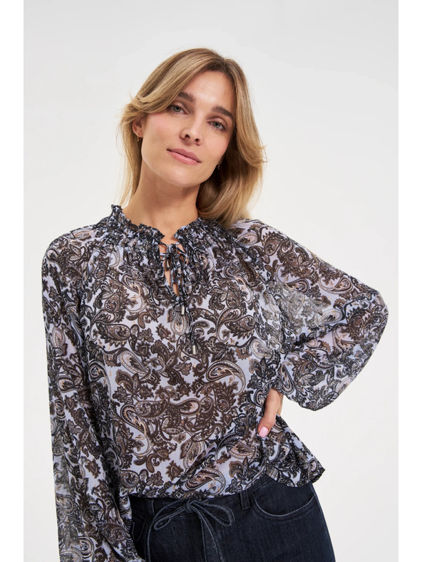 Moodo Modra srajca Moodo z vezanim izrezom