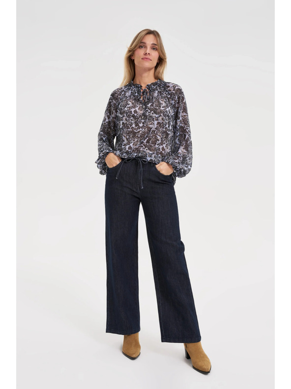 Moodo Modra srajca Moodo z vezanim izrezom