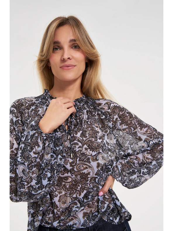 Moodo Modra srajca Moodo z vezanim izrezom