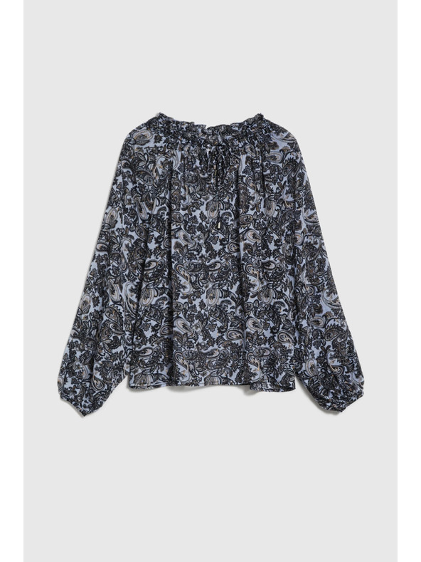 Moodo Modra srajca Moodo z vezanim izrezom