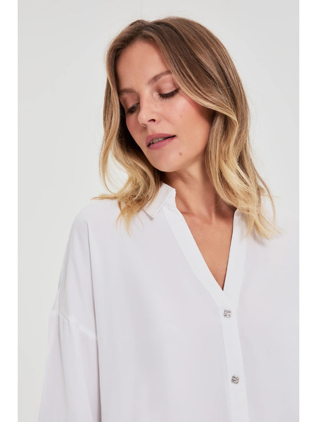 Moodo Bela srajca s kratkimi rokavi Moodo