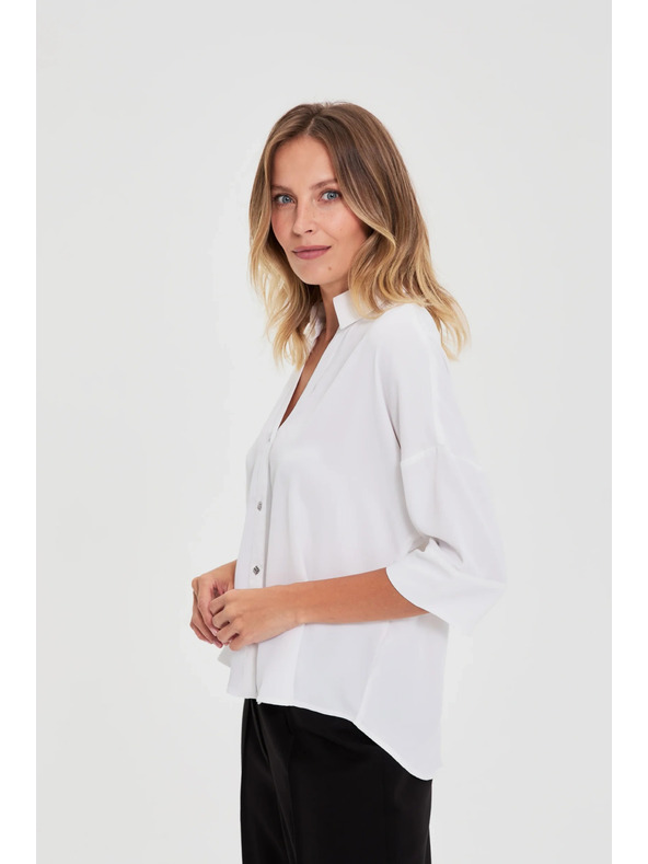 Moodo Bela srajca s kratkimi rokavi Moodo