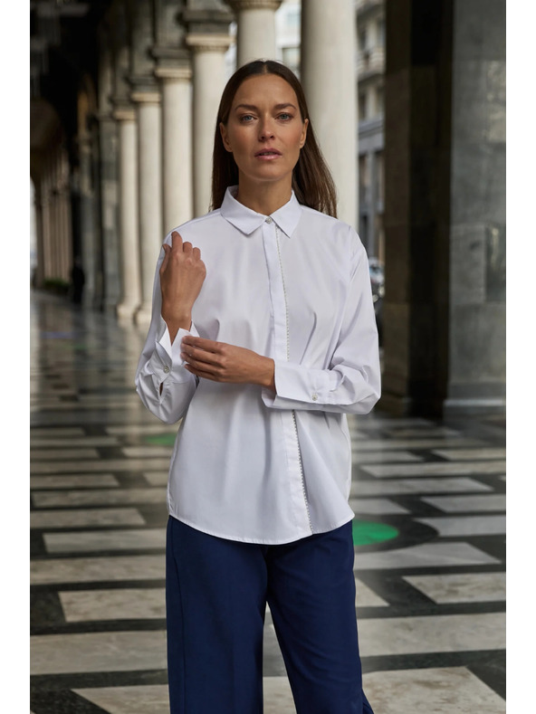 Moodo Bela srajca okrašena z biseri Moodo