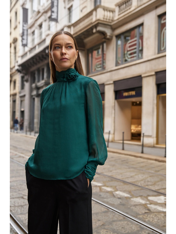 Moodo Zelena srajca s cvetom Moodo