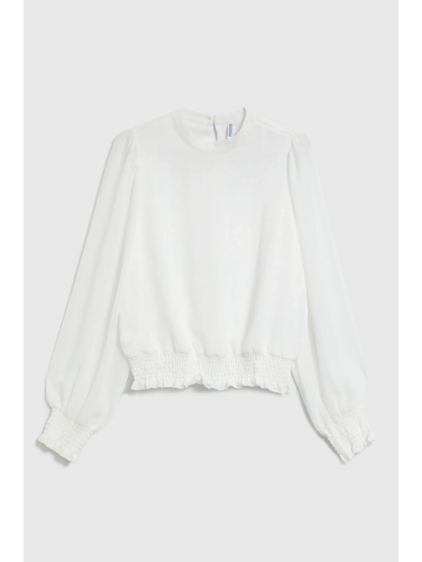 Moodo Bela srajca z nabranimi rokavi Moodo