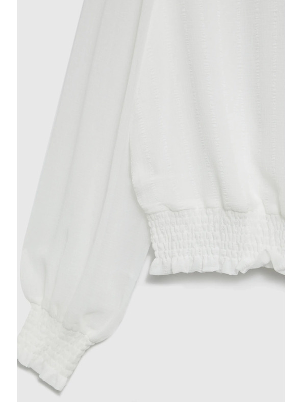 Moodo Bela srajca z nabranimi rokavi Moodo