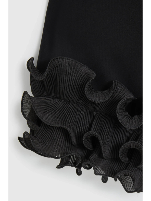 Moodo Črna srajca z volani na rokavi Moodo