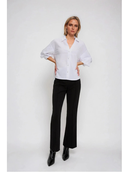 Moodo Bela srajca z nabranimi rokavi Moodo