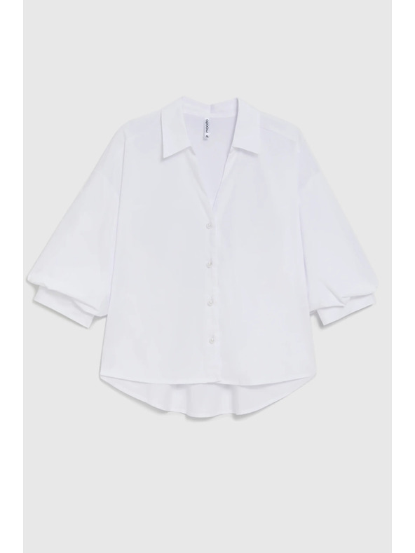 Moodo Bela srajca z nabranimi rokavi Moodo