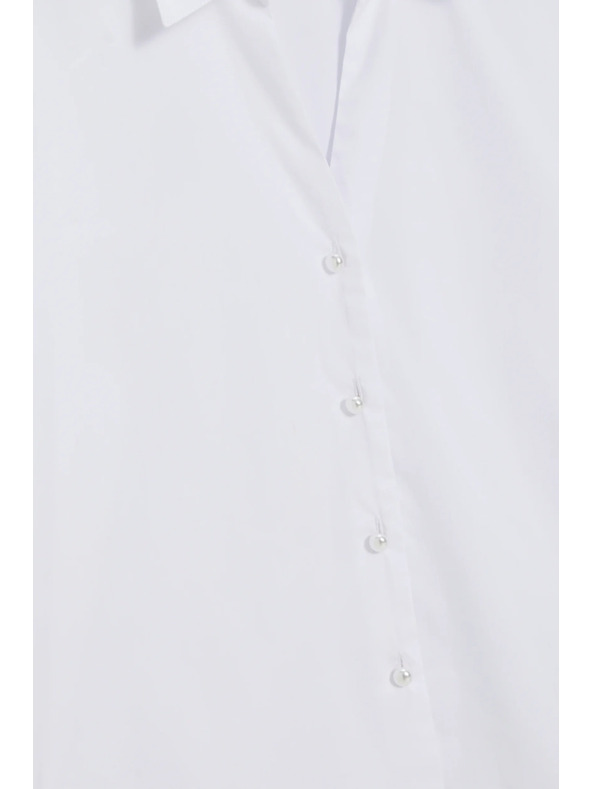 Moodo Bela srajca z nabranimi rokavi Moodo