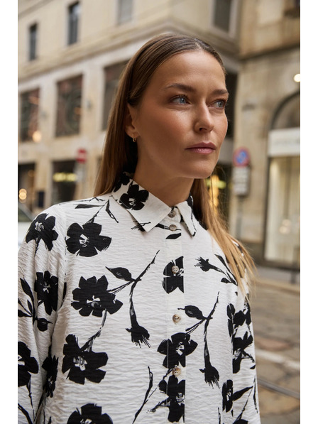 Moodo Bela viskozna srajca s cvetličnim vzorcem Moodo