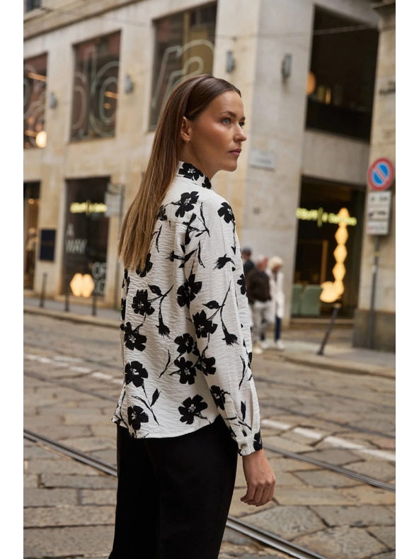 Moodo Bela viskozna srajca s cvetličnim vzorcem Moodo