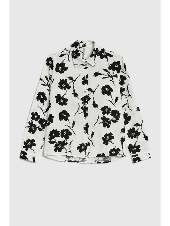 Moodo Bela viskozna srajca s cvetličnim vzorcem Moodo