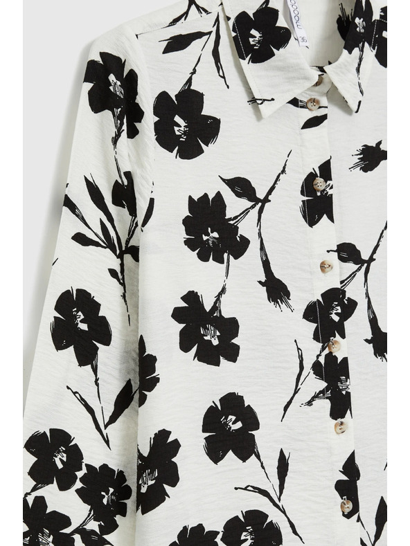 Moodo Bela viskozna srajca s cvetličnim vzorcem Moodo