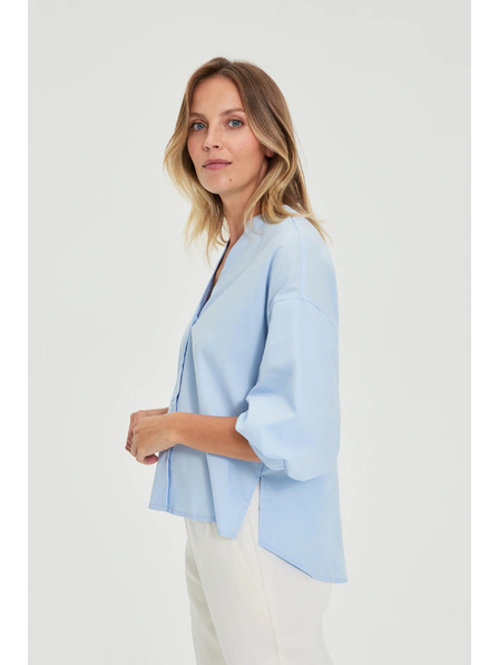 Moodo Svetlo modra srajca z nabranimi rokavi Moodo