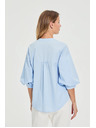 Moodo Svetlo modra srajca z nabranimi rokavi Moodo