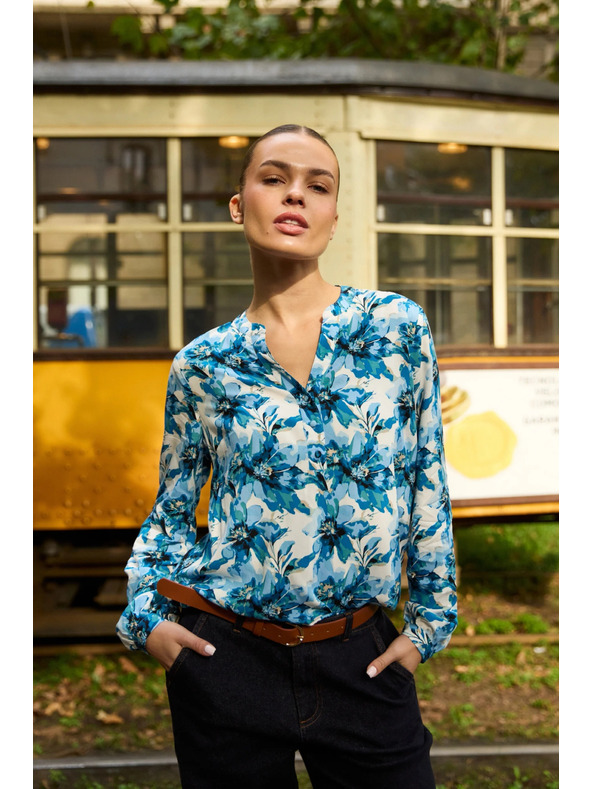 Moodo Vzorčasta modra srajca Moodo